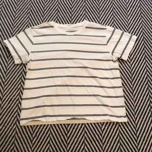 LL Bean Black and White Striped Tee (XS)